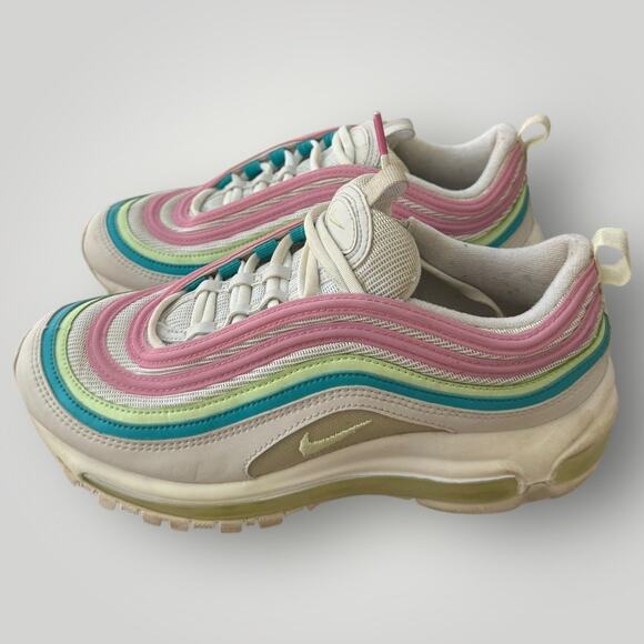 Nike Air Max 97 Easter 2019 Women's Size 7 Sneakers White Volt Pink Blue - Picture 1 of 6